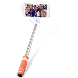 Mini Selfie Stick Eazy Case Compact cu conectare prin mufa casti si buton pe maner portocaliu
