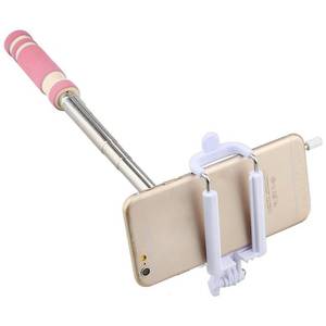 Mini Selfie Stick Eazy Case Compact cu conectare prin mufa casti si buton pe maner roz