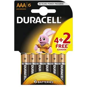 Baterie Duracell Basic AAA LR03 4+2 gratis Negru