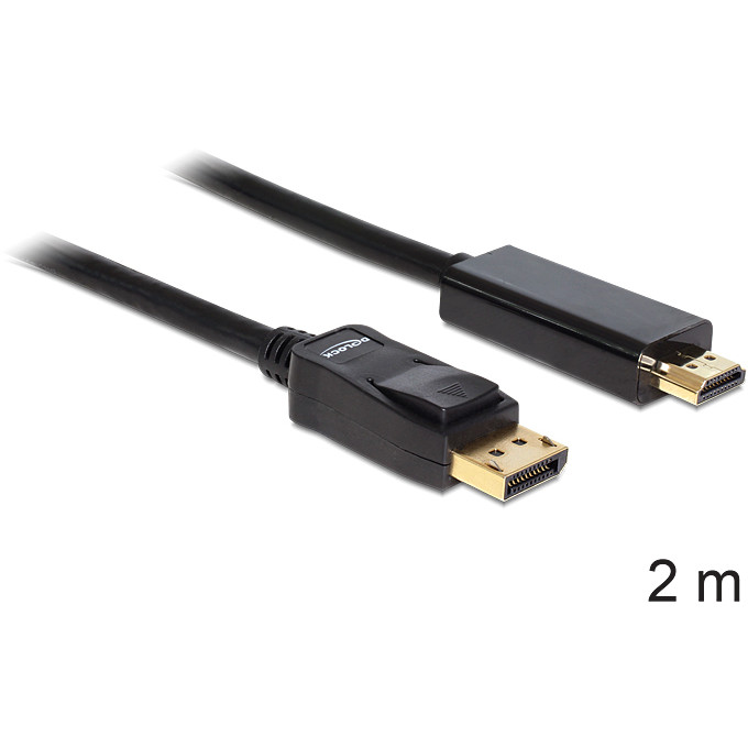 Cablu Delock DisplayPort Male - HDMI Male 2m gold negru