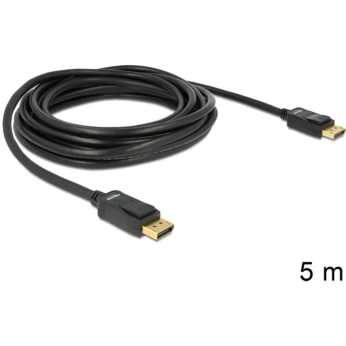 Cablu Delock DisplayPort v1.2 Male - DisplayPort Male 4K ecranat 5m gold negru — imaginea 2