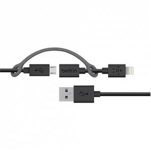 Cablu de date Belkin micro-USB cu adaptor conector Lightning Black