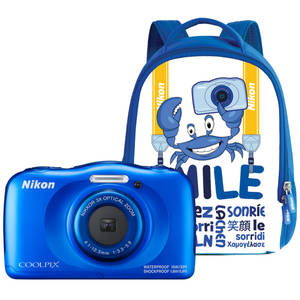 Aparat foto compact Nikon Coolpix W100 13.2 Mpx zoom optic 3x subacvatic Backpack Kit Blue