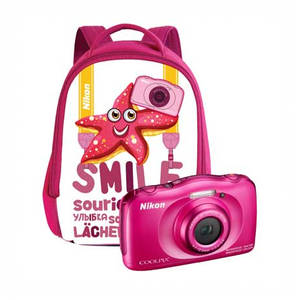 Aparat foto compact Nikon Coolpix W100 13.2 Mpx zoom optic 3x subacvatic Backpack Kit Pink
