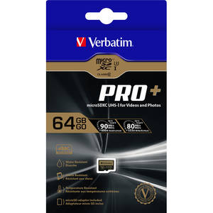 Card Verbatim Pro+ microSDXC 64GB Clasa 10 UHS-I U3 cu adaptor SD