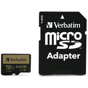 Card Verbatim Pro+ microSDXC 64GB Clasa 10 UHS-I U3 cu adaptor SD