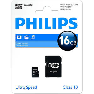 Card Philips microSDHC 16GB Clasa 10 cu adaptor SD