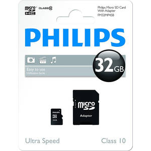 Card Philips microSHDC 32GB Clasa 10 cu adaptor SD