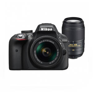 Aparat foto DSLR Nikon D3300 24.7 Mpx Kit A-FP 18-55mm VR si 55-300mm VR Black