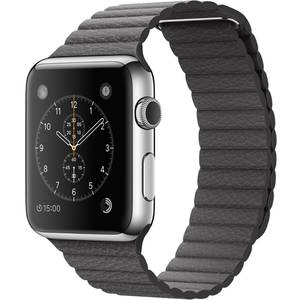 Smartwatch Apple 42mm Stainless Steel Case Storm Grey Leather Loop - Medium