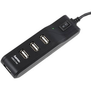Hub USB Hama 4 porturi comutator on/off negru