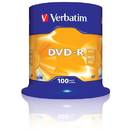 Mediu optic Verbatim DVD-R 4.7GB 16x 100 bucati argintiu mat