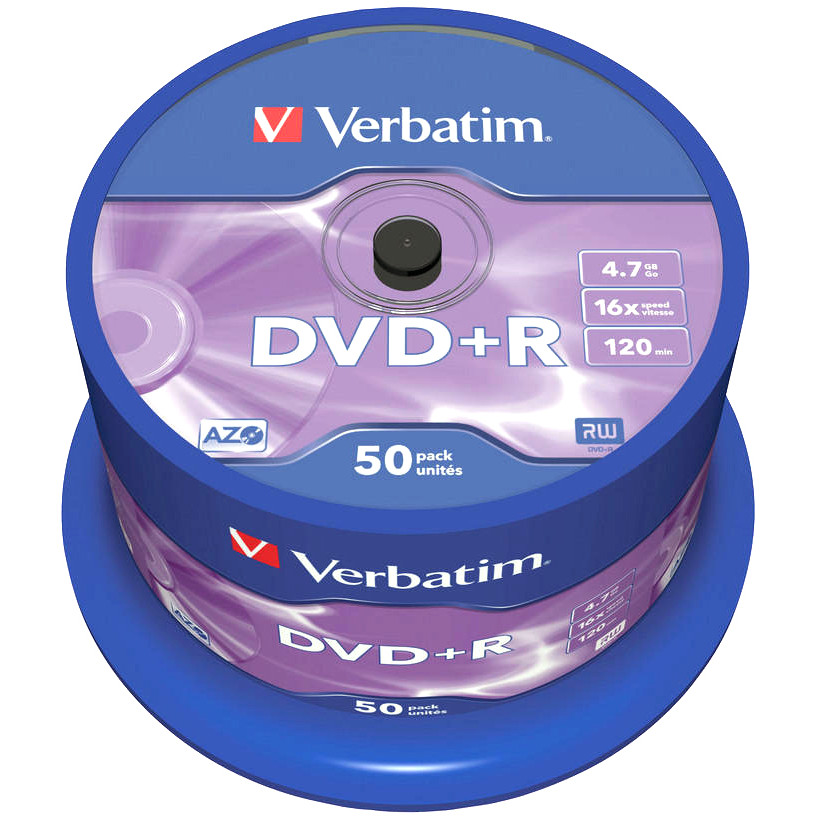 Mediu optic DVD+R  4.7GB 16x spindle argintiu mat 50 bucati