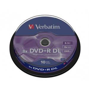 Mediu optic Verbatim DVD+R DL  cake box 10  8.5GB  8x  argintiu mat