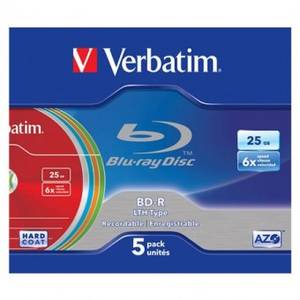 Mediu optic Verbatim BLANK BD-R SL LTH 6X 25GB 5 bucati colorate