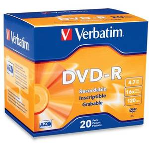Mediu optic Verbatim BLANK DVD-R SL 16X 4.7GB 20 bucati