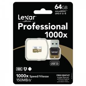 Card Lexar microSDXC 1000x UHS-II 64GB - card cu cititor USB 3.0
