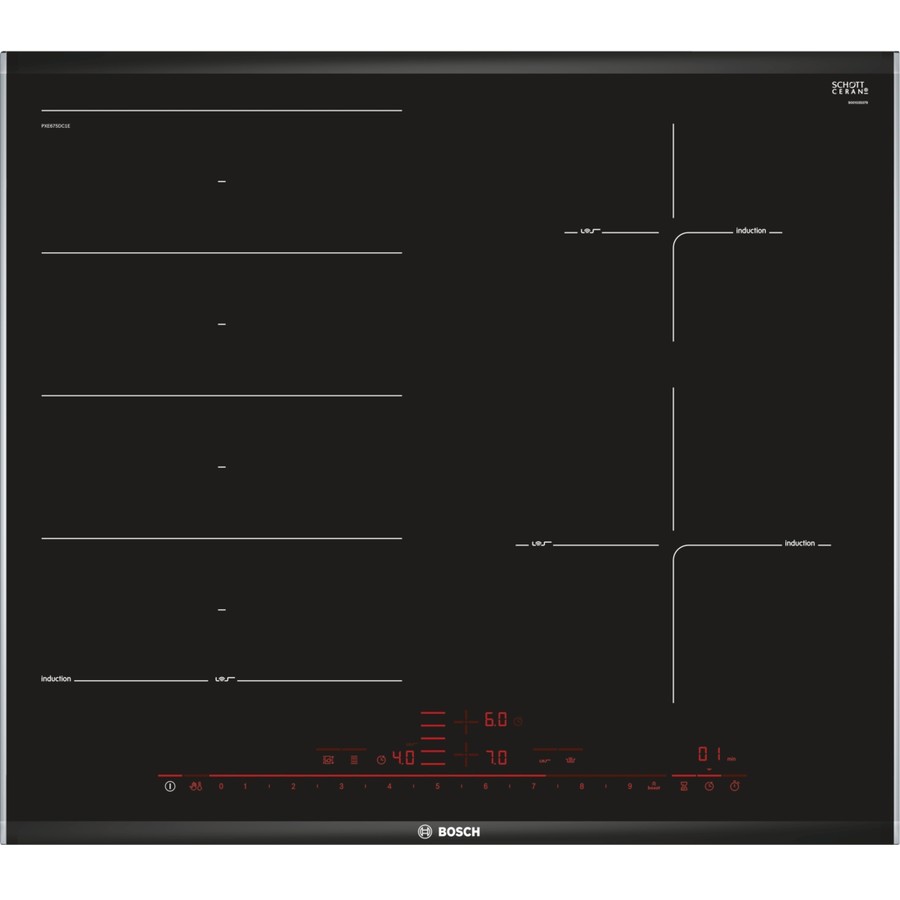 Plita PXE675DC1E 4 zone de gatit cu inductie Electrica Neagra