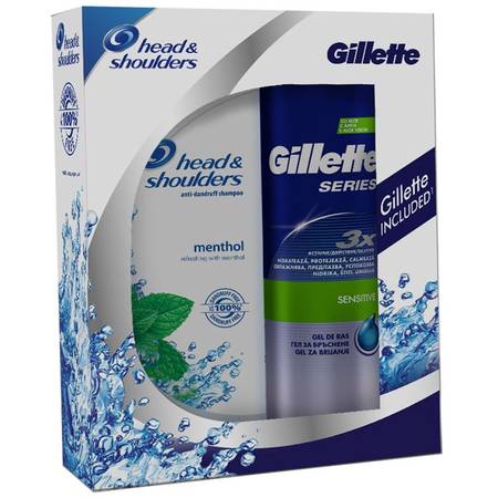 Pachet Sampon Head&Shoulders Menthol 750 ml + Gel de ras Gillette Sensitive 200ml