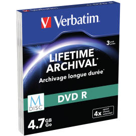 Mediu optic Verbatim 43826 M-DISC DVD R 4x 4.7GB 3 bucati Argintiu Mat