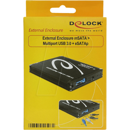 Rack HDD Delock extern (Carcasa) mSATA la Multiport USB 3.0 + eSATAp