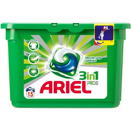 Capsule de detergent gel Ariel Pods Mountain Spring 15*28ml