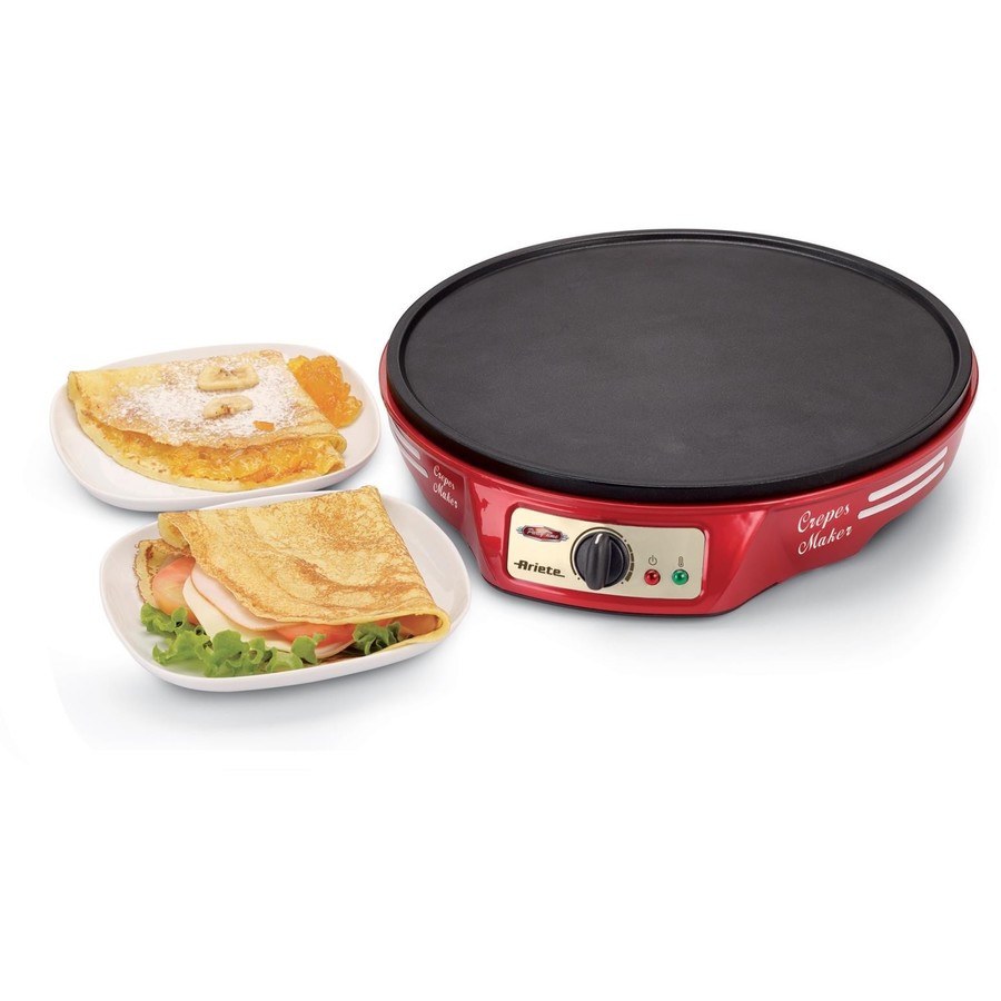 Aparat clatite 183 1000W Indicator luminos Termostat Placa antiaderenta Rosu