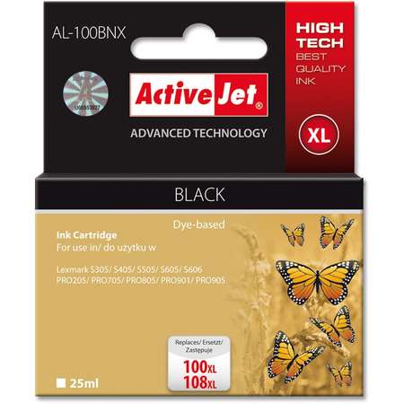 Consumabil ActiveJet Cartus compatibil 100XL 108XL pentru Lexmark 14N1068E Black (25 ml)
