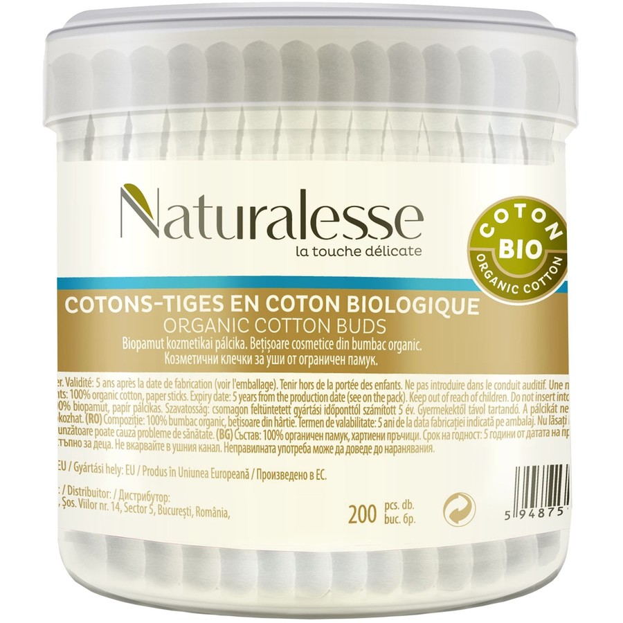 Betisoare cosmetice din bumbac Organic cutie 200buc