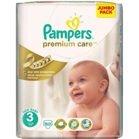 Scutece PAMPERS Premium Care 3 Midi Jumbo Pack 80 buc