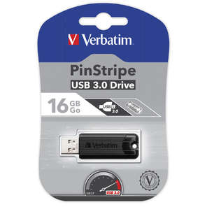 Memorie USB Verbatim PinStripe 16GB USB 3.0 Black