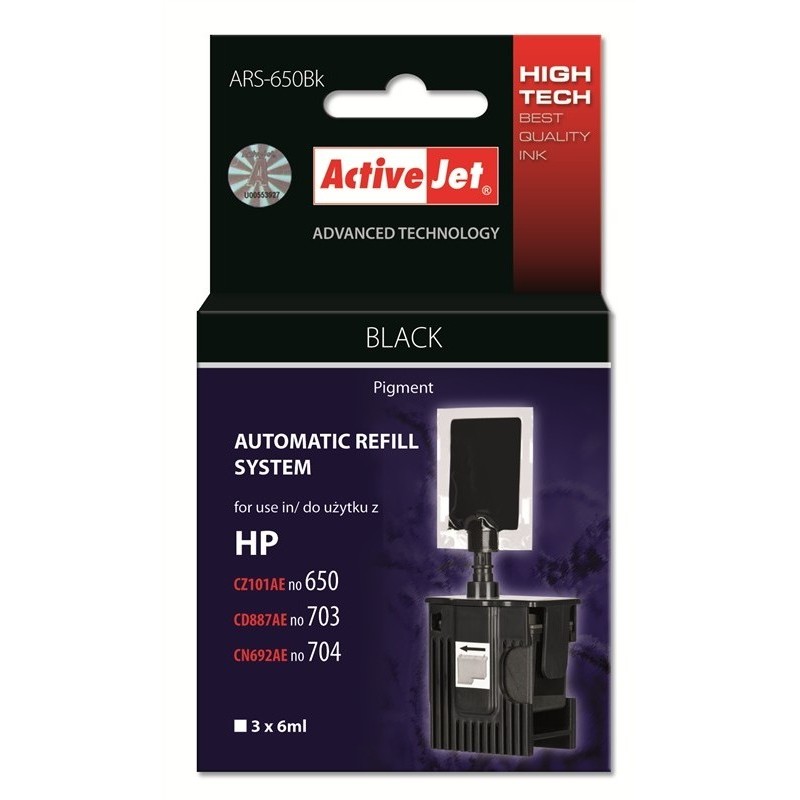 Sistem Kit automat de refill black pentru HP 650 HP 703 HP 704