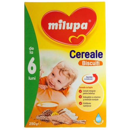 Cereale copii MILUPA 7 Cereale cu lapte si biscuiti 250g de la 6 luni