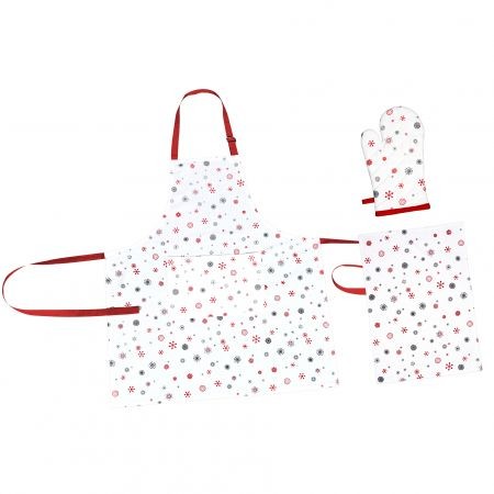 Set bucatarie 3 piese Home 100% bumbac model Fulgi de nea