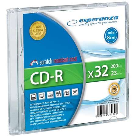 Mediu optic Esperanza mini CD-R  195MB  32x  slim jewel case