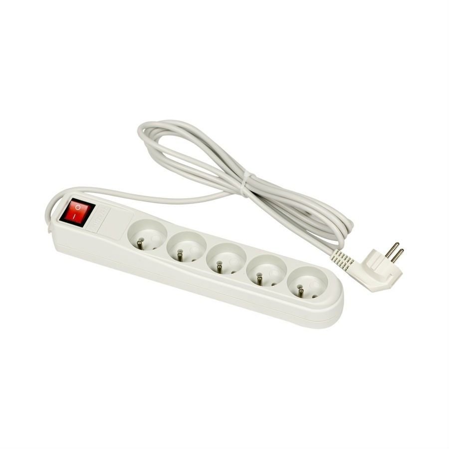 Prelungitor cu intrerupator 5 prize 3m Alb