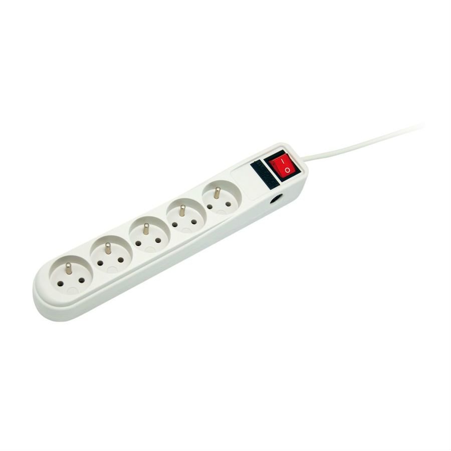 Prelungitor cu intrerupator 5 prize 5m Alb