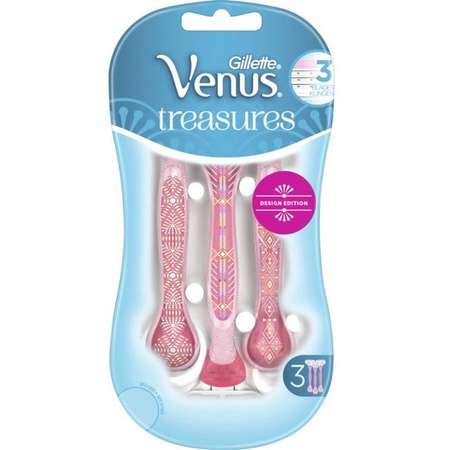 Aparat de ras Gillette Venus Treasures Pink pentru femei de unica folosinta Trei lame Pachet 3 buc