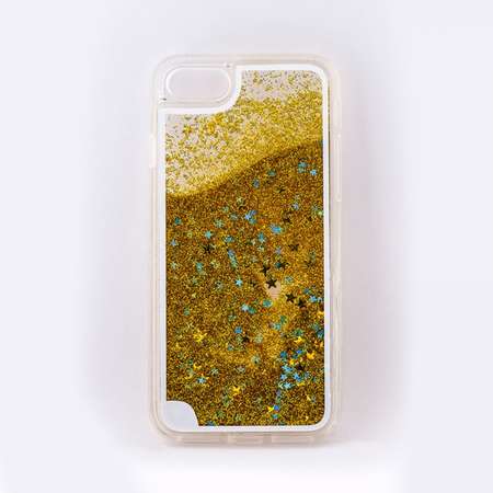 Carcasa Tellur pentru iPhone 7 cu lichid si sclipici Galben
