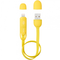 Cablu de date ABC Tech USB la Micro USB plus Lightning 30cm galben