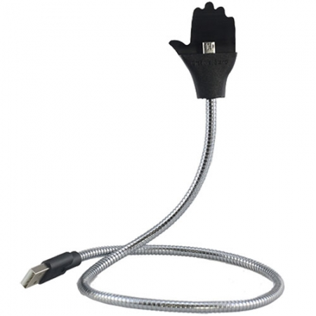 Cablu de date Star MicroUSB la USB plus suport telefon argintiu