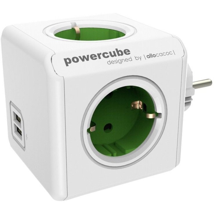 Priza Power Cube 1202GN Original USB Green