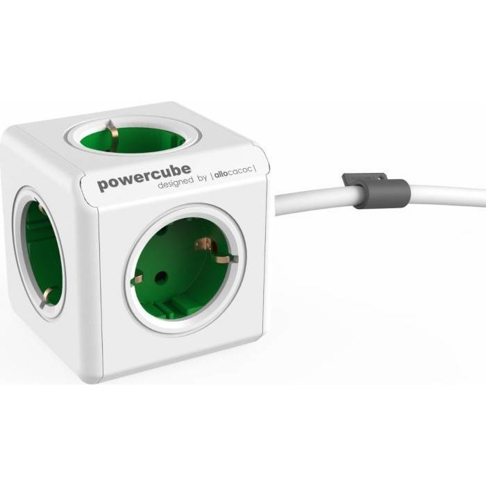 Priza cu prelungitor Power Cube Extended Green