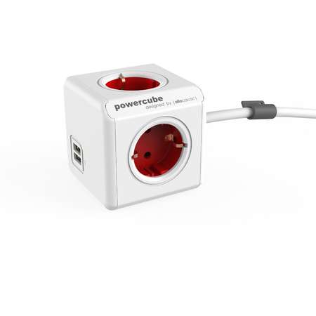 Priza cu prelungitor Power Cube Allocacoc 1402RD Extended USB Red