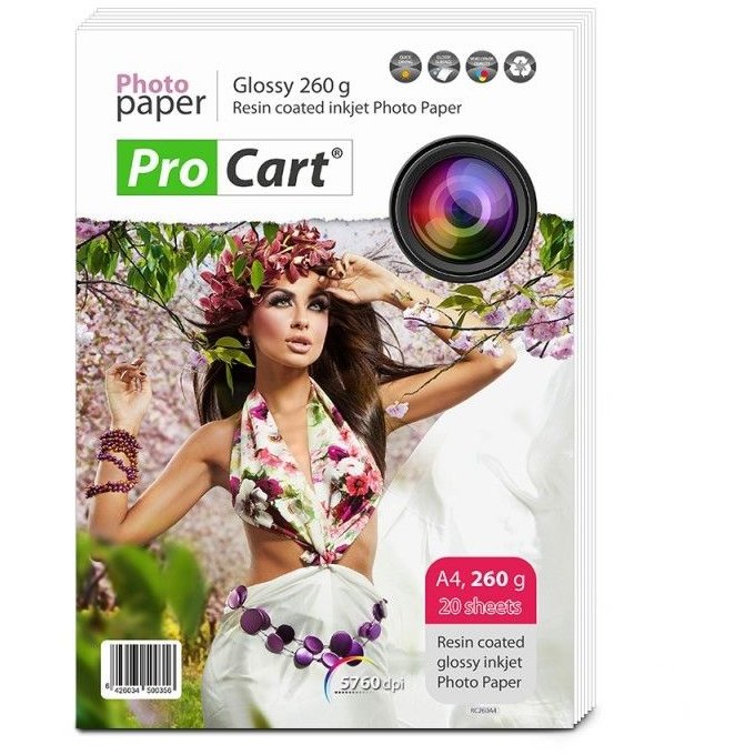 Hartie foto RC Glossy 260g/m2 A4 20 coli