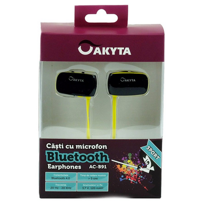 Casti bluetooth Akyta AC-B91 Sport Yellow / Black