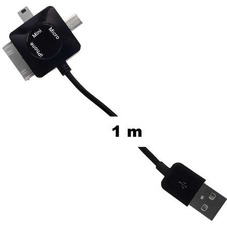Cablu de date Whitenergy 09983 microUSB / miniUSB / 30 pin Apple 1m negru