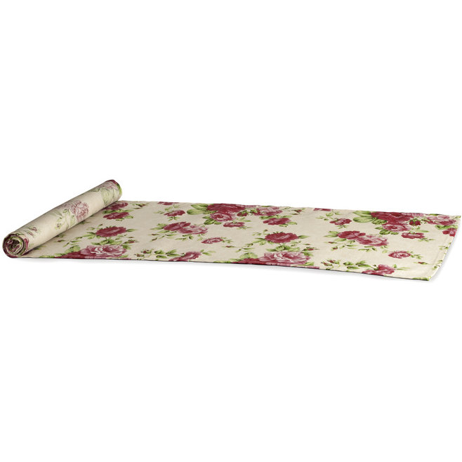 Traversa masa Home Model Flori Roz 33 x 180 cm bumbac