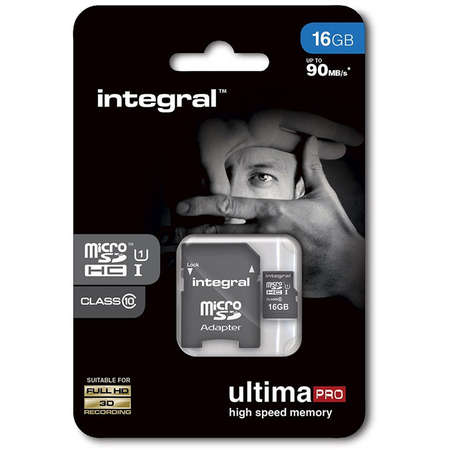Card Integral Ultima Pro microSDHC 16GB Clasa 10 UHS-I U1 90 Mbs cu adaptor SD