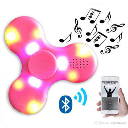 Jucarie antistres Star HS-1002 Fidget Spinner cu Led si boxa Bluetooth Pink